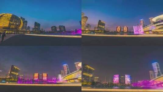 杭州钱江新城喷泉高清在线视频素材下载
