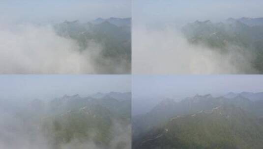 北京箭扣古长城夏季云海航拍风光高清在线视频素材下载