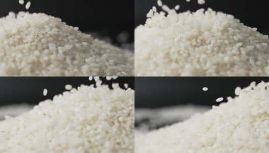 升格拍摄撒落香糯可口东北有机生态大米粳米高清在线视频素材下载