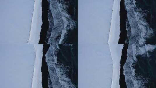 从空中看到的冰冻的海岸高清在线视频素材下载