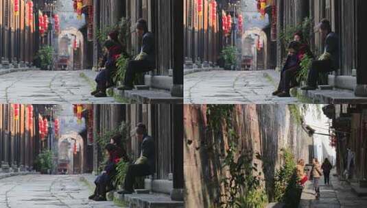 古城街边聊天的老人们02【套组】高清在线视频素材下载