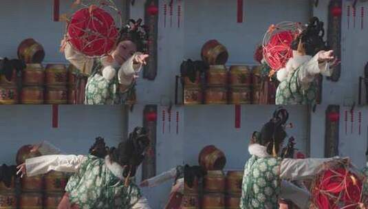 春节苏州虎丘非遗绣球滚灯舞民俗表演慢镜高清在线视频素材下载