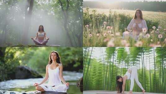 户外瑜伽练习高清在线视频素材下载