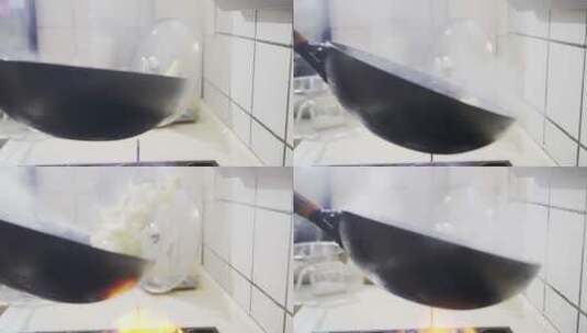 厨师颠勺翻锅烧菜高清在线视频素材下载