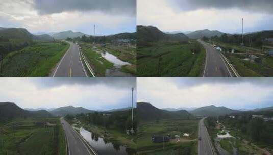 乡村山村公路航拍素材4K高清在线视频素材下载