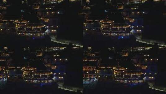 旅游景区湖南湘西芙蓉镇夜景延时高清在线视频素材下载