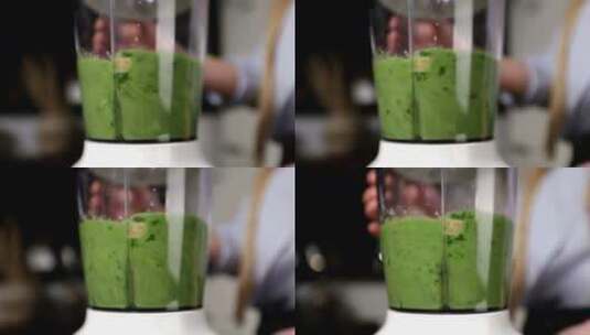 混合了一杯绿色冰沙高清在线视频素材下载
