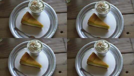 在咖啡馆吃奶油蛋糕高清在线视频素材下载