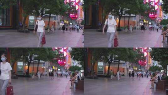 南京路步行街行人高清在线视频素材下载