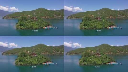 泸沽湖王妃岛航拍视频4K高清高清在线视频素材下载