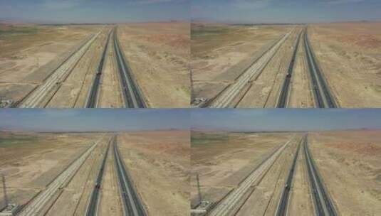 甘肃G30连霍高速公路和兰新铁路高清在线视频素材下载