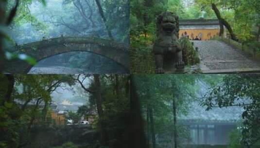 天台山国清寺建筑视频合集高清在线视频素材下载