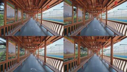 中式走廊凉亭屋顶榫卯木结构高清在线视频素材下载
