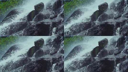 岩石瀑布水花飞溅高清在线视频素材下载