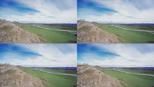 草原上的滑翔伞高清在线视频素材下载