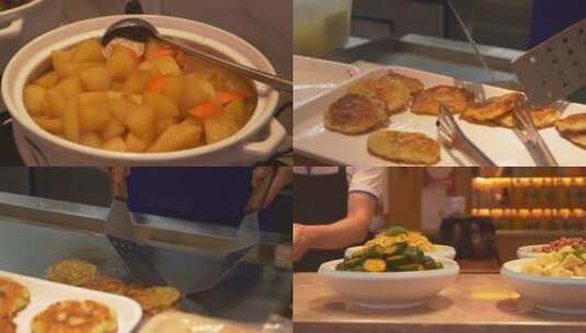美味素食餐厅自助餐高清在线视频素材下载