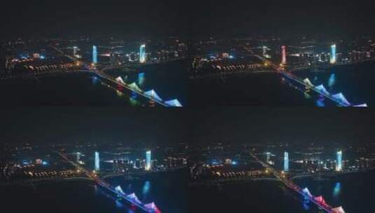 夜幕下的朝阳大桥高清在线视频素材下载