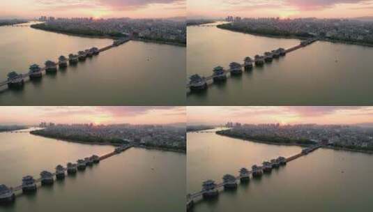 中国广东潮州广济桥（湘子桥）高清在线视频素材下载