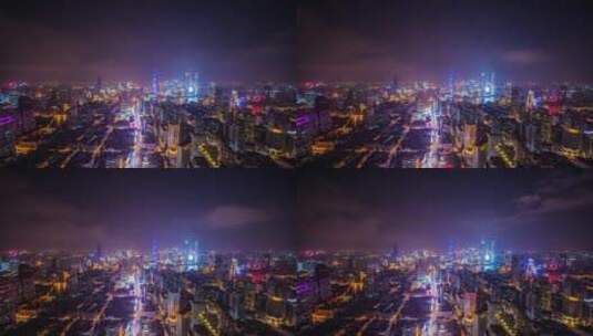城市夜景灯光航拍，沦陷在这美丽的夜色里高清在线视频素材下载