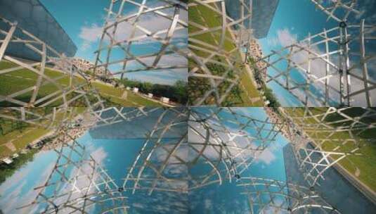奥运村 水立方 雕塑 旋转·2高清在线视频素材下载
