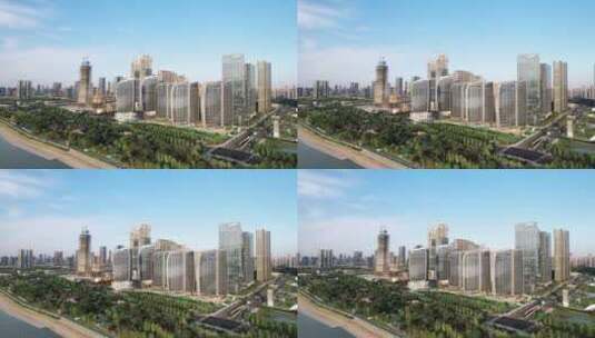 杭州奥体中心现代建筑群航拍高清在线视频素材下载