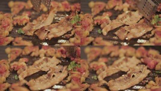 烤肉烤盘家庭烧烤牛肉煎牛肉高清在线视频素材下载