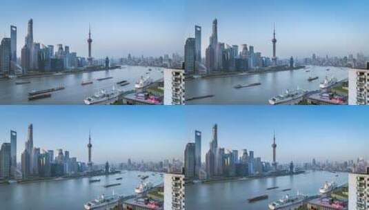 上海风景北外滩视角清晨延时高清在线视频素材下载