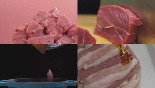 肉类牛肉 猪肉 切分 腌制高清在线视频素材下载