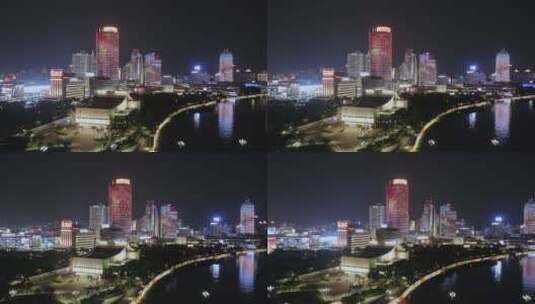 宁波影都时代广场CBD金融商业圈夜景高清在线视频素材下载