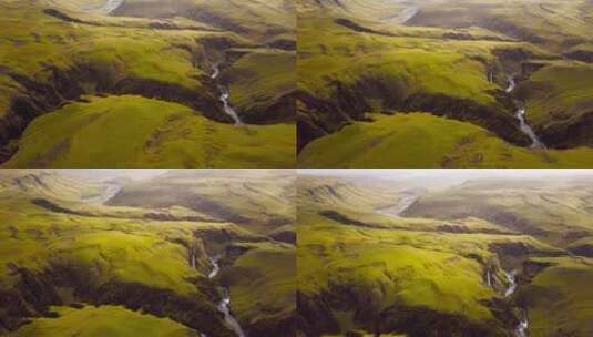 绿色丘陵峡谷景观高清在线视频素材下载