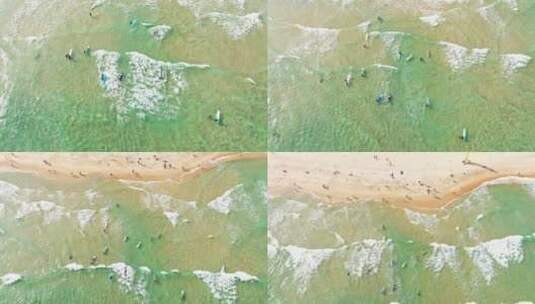 美丽万宁海滩冲浪圣地日月湾海滩高角度航拍高清在线视频素材下载