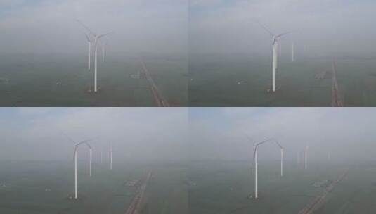 农村平原风力发电风车天润新能5高清在线视频素材下载
