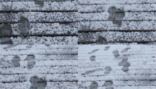 冬季下雪雪地里的脚印空镜合集高清在线视频素材下载