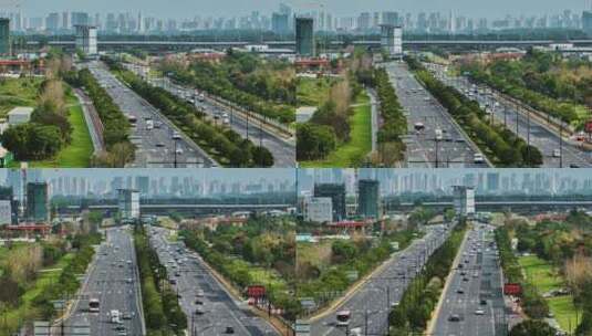 航拍南京江北新区城建以及绿化高清在线视频素材下载