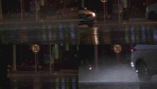 车水马龙下雨的路口高清在线视频素材下载