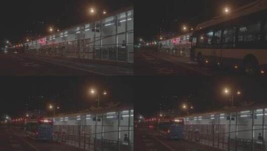城市公共交通公交车行驶进BRT站台高清在线视频素材下载