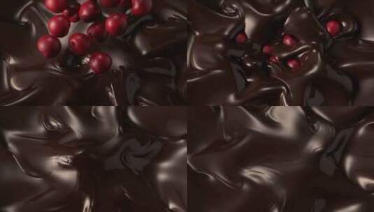 水果掉进巧克力中慢动作高清在线视频素材下载