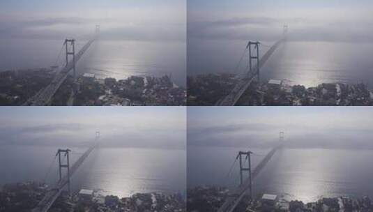 航拍跨河大桥高清在线视频素材下载