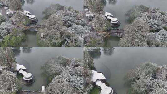 航拍西湖大雪高清在线视频素材下载