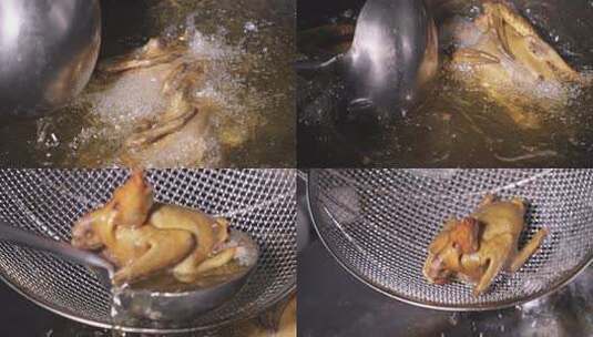 广东乳鸽制作油炸高清在线视频素材下载