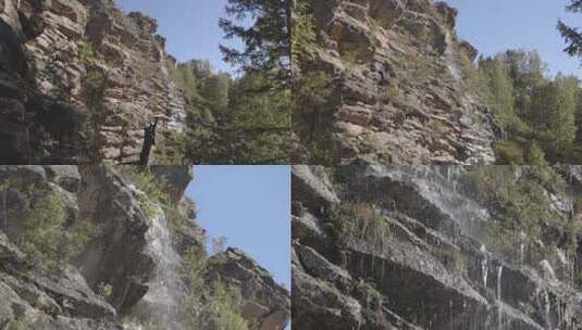 一组悬崖瀑布流水高清在线视频素材下载