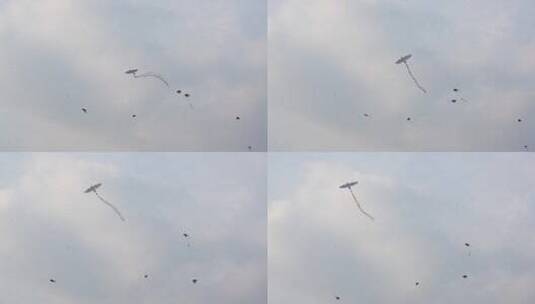 风筝在天空飞空气污染高清在线视频素材下载