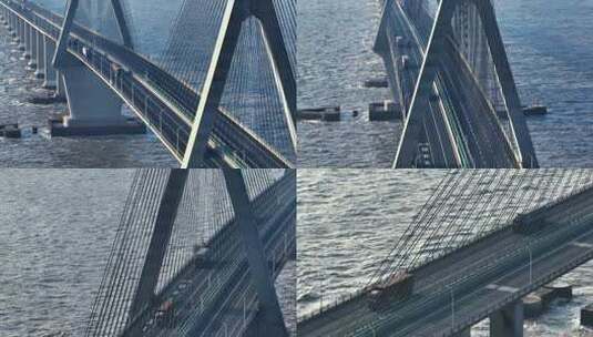 上海东海大桥卡车高清在线视频素材下载