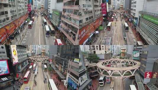 4k 香港铜锣湾怡和街天桥车流航拍高清在线视频素材下载