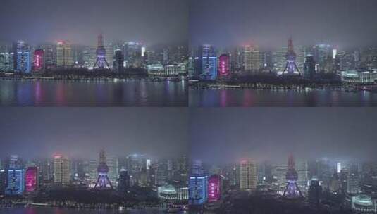 上海陆家嘴建筑风光夜景高清在线视频素材下载