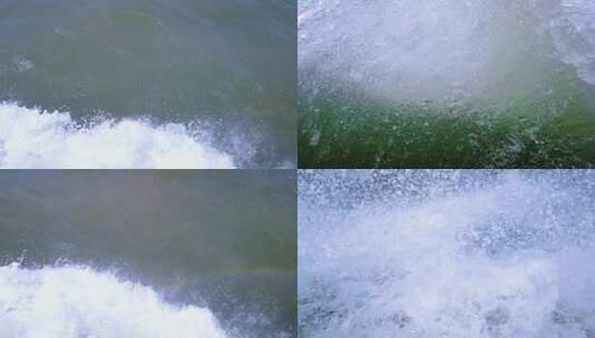 大海海浪拍打船舱海面浪花特写镜头高清在线视频素材下载