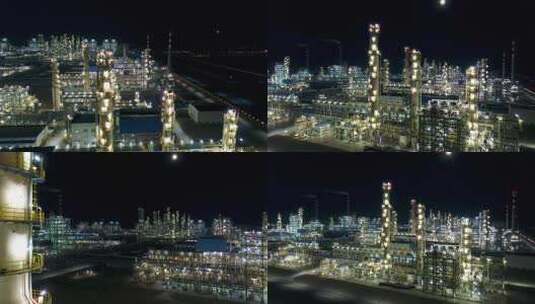 航拍宁夏神华宁煤集团厂区夜景12高清在线视频素材下载