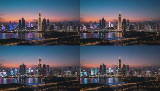 4K航拍延时-深圳后海CBD夜景高清在线视频素材下载