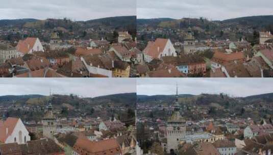 罗马尼亚锡吉什瓦拉城市鸟瞰图高清在线视频素材下载