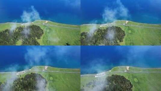 云上赛里木湖4K航拍高清在线视频素材下载